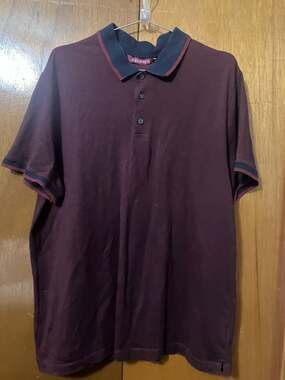 Axist Men's Maroon Contrast Collar Short Sleeve Polo Shirt Size XL